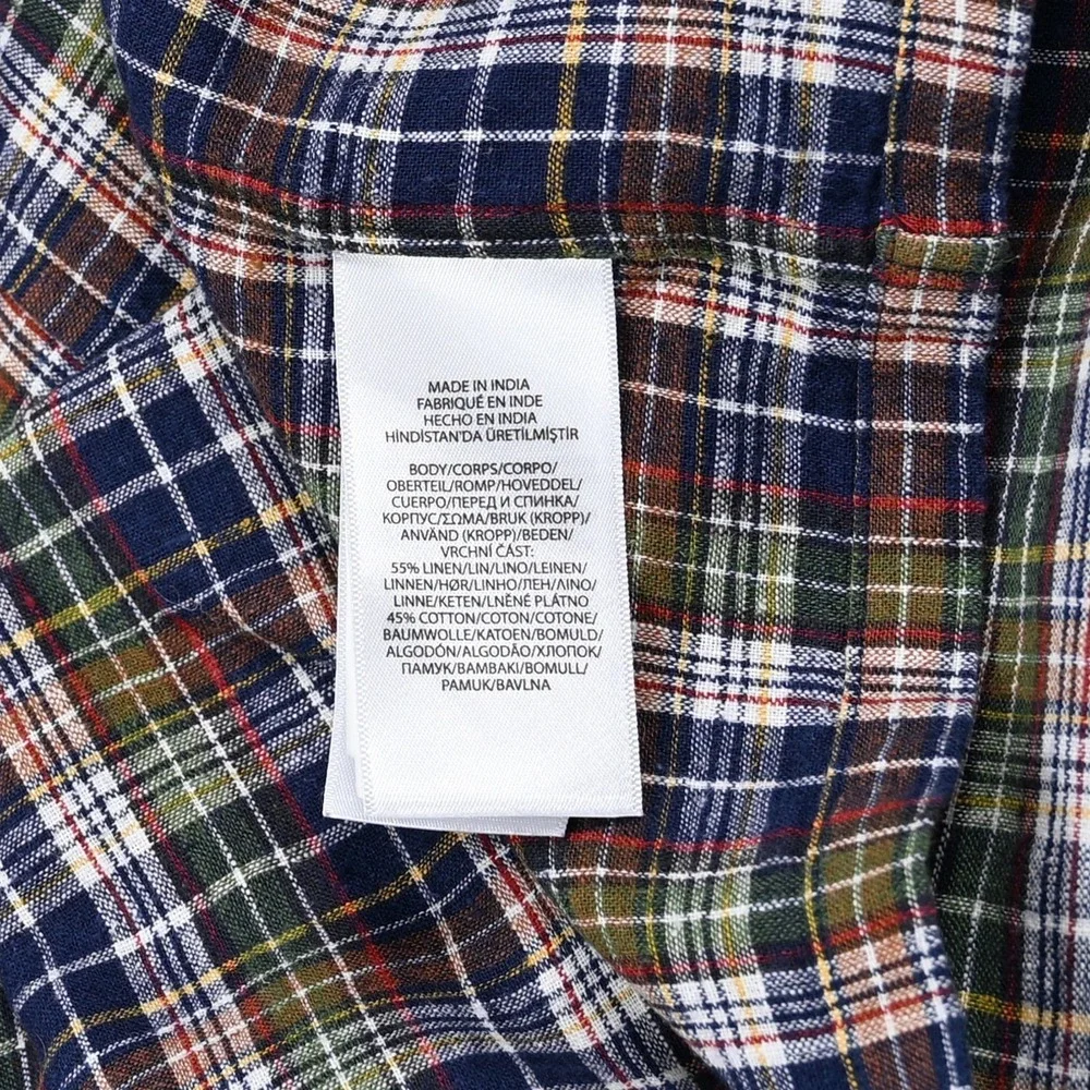 Polo Ralph Lauren Men's 2XB Multi Plaid Linen‎ Cotton Button Down Shirt S/S Pony